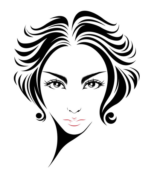 nők rövid haj stílus ikon, logó nők fehér háttér - Vektor, kép
