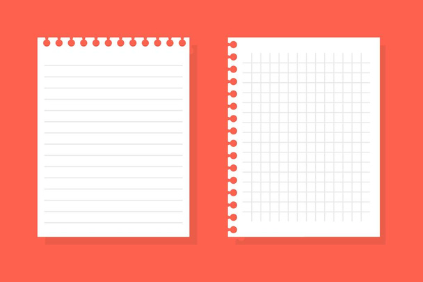 リップライナーと正方形のメモ帳用紙シート。色の背景にベクトルセットのイラストを分離 - ベクター画像