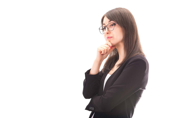 Confident businesswoman, Image of a young lady holding her chin - Photo, image