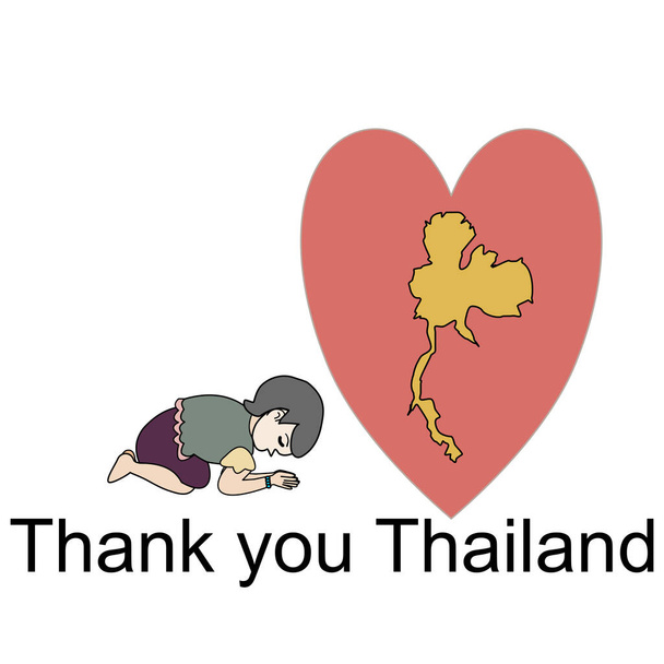 Piękna dziewczyna z nosić tajski styl ubrania jest modlić się do Tajlandii na białym tle. - Wektor, obraz