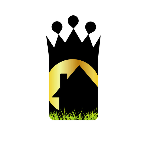 λογότυπο σπίτι με κορώνα - Διάνυσμα, εικόνα