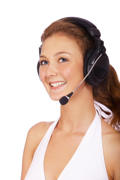 Girl in headset - Photo, Image