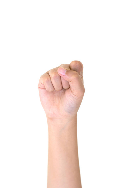 Žena pravá ruka ukazuje nulové prsty izolované. - Fotografie, Obrázek