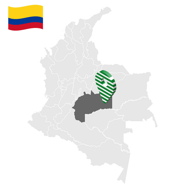 Τοποθεσία του Μέτα στο χάρτη Κολομβία. 3d Meta σημείο θέση. Σημαία του Μέτα. Ποιοτικός χάρτης με περιοχές της Κολομβίας για το σχεδιασμό της ιστοσελίδας σας, λογότυπο, εφαρμογή, UI. Διάνυσμα. EPS10. - Διάνυσμα, εικόνα