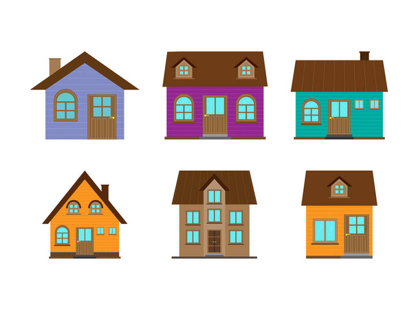 Home. a set of simple color vector icons isolated on a white backgroun - Vector, imagen