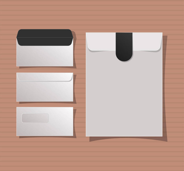 Envelopes Mockup definir design vetorial
 - Vetor, Imagem