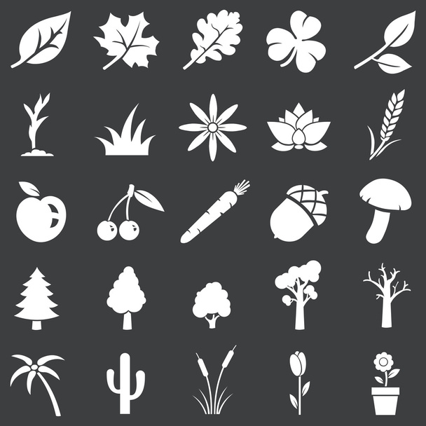 vektor sor fehér növények ikonok - Vektor, kép