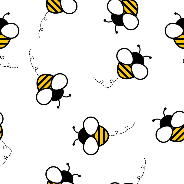 Abelhas voadoras sem costura padrão de fundo. Ilustração do vetor bonito abelha isolado no branco
  - Vetor, Imagem
