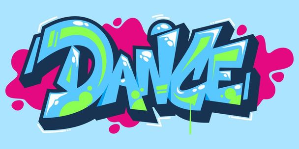 Streszczenie Word Dance Graffiti Style Czcionka Lettering Vector Illustration Art - Wektor, obraz