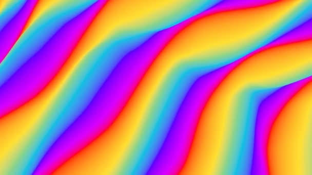 Bunt gewellter Hintergrund in leuchtendem Regenbogen. Moderne bunte Tapeten. Dynamische Flüssigkeit. - Filmmaterial, Video