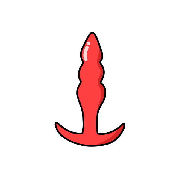anal plug sex toy doodle icon, vector illustration - Vector, Image