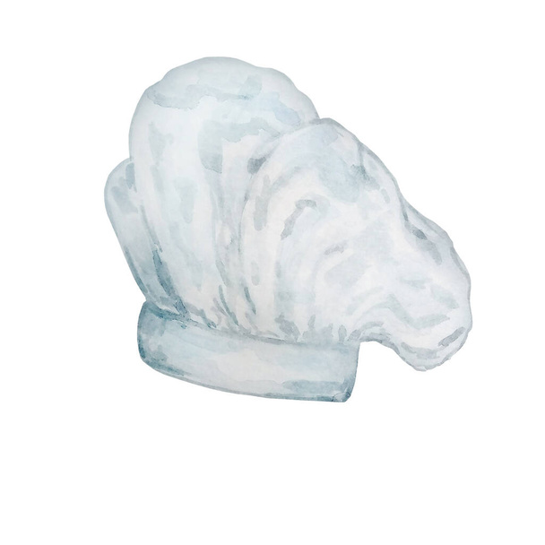 Aquarell Illustration weißer Kochmütze Koch Kleidung zum Kochen - Foto, Bild