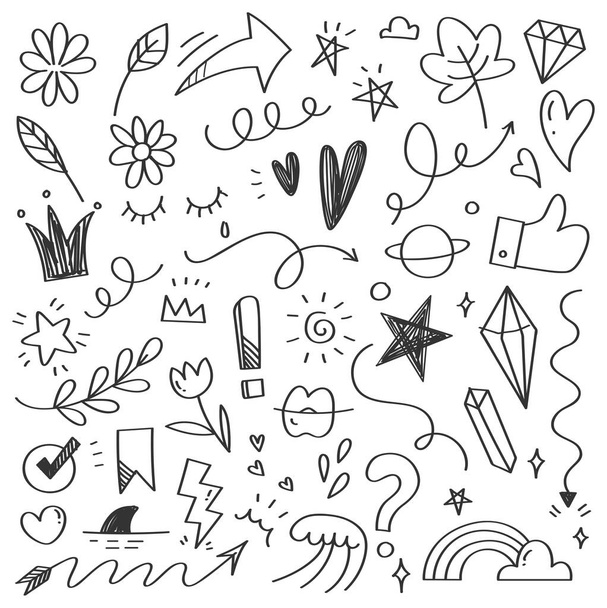  elementos de doodle desenhados à mão
 - Vetor, Imagem