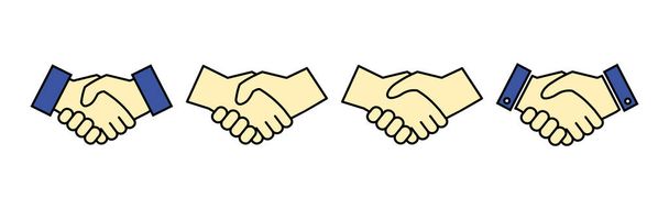 Handshake icons set. Business handshake. contract agreement. Trust icon vector. Deal. Done. partnership ico - Vector, Image