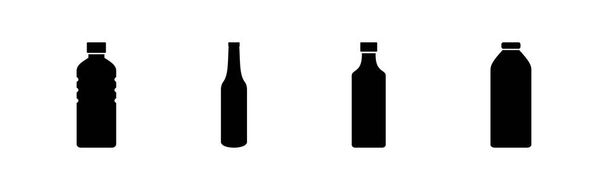Набор значков для бутылок. Бутылочная икона в модном плоском стиле
 - Вектор,изображение