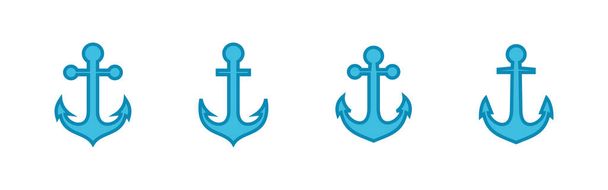 Kotevní ikony nastaveny. Logo kotevního symbolu. Ikona kotvení moře - Vektor, obrázek