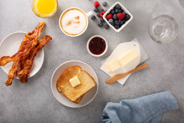 Traditional continental breakfast with toast - Фото, зображення