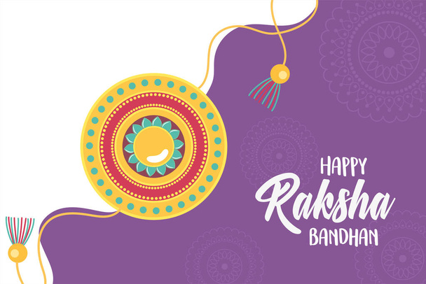 raksha bandhan, bracelet traditionnel d'amour frères et sœurs fête indienne - Vecteur, image