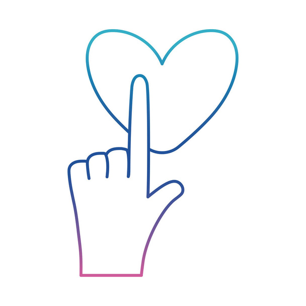Kézfogás szív leromlott vonal stílus ikon vektor tervezés - Vektor, kép