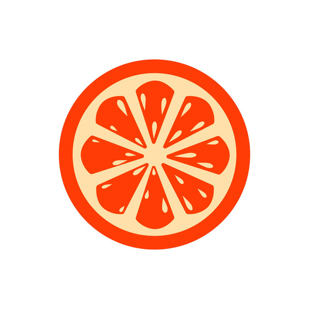 Grapefruit vector icoon, sappig fel oranje op een witte achtergrond - Vector, afbeelding