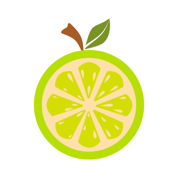 икона вектора ломтика лимона, сочный яркий лимон на белом фоне
 - Вектор,изображение