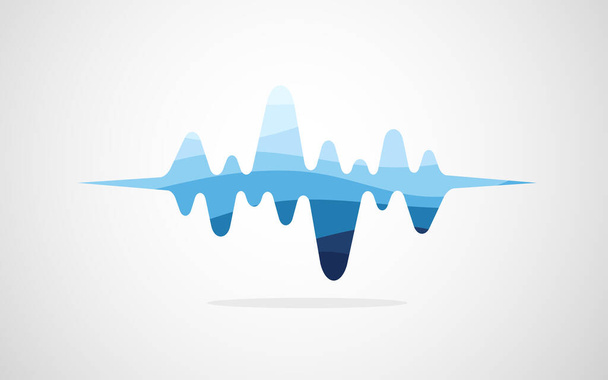 Blue color sound wave object icon vector isolated on gray gradient background illustration. - Vector, Image