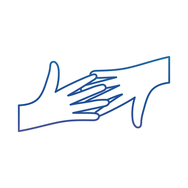 Руки, які торкаються деградованої лінії стилю піктограми векторний дизайн
 - Вектор, зображення