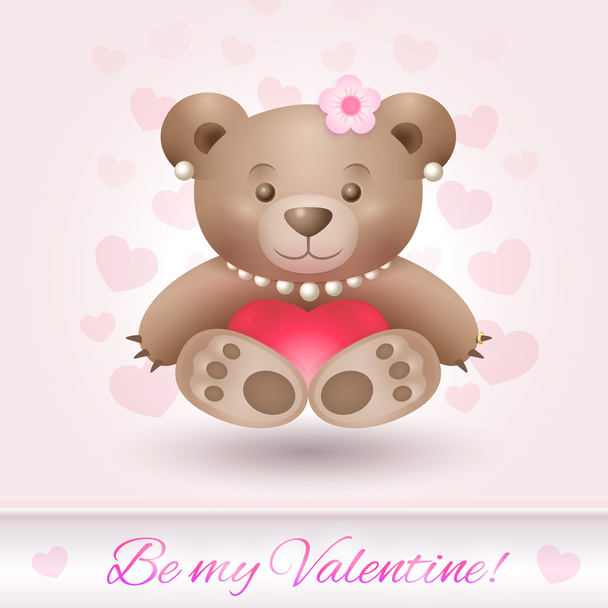 Beautiful Teddy bear girl in love - Vector, afbeelding