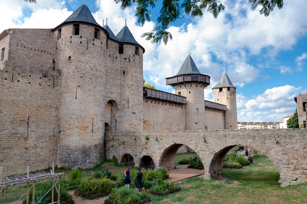 Châteaux de la cite et pont à Carcassonne
 - Photo, image
