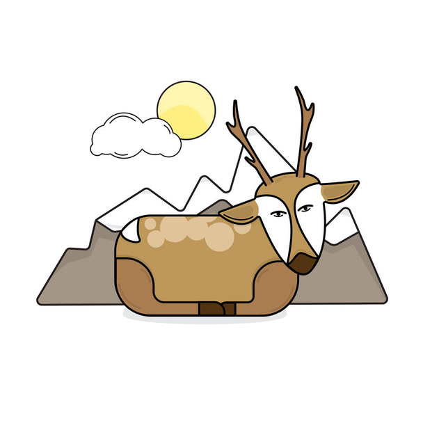 Deer on White Background.. Logo or Icon. Flat Design. Vector Illustration. - Vector, Image