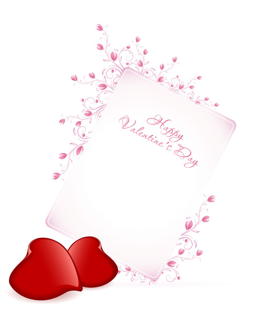 fröhlicher Valentinstag floraler Schriftzug - typografischer Hintergrund - Vektor, Bild