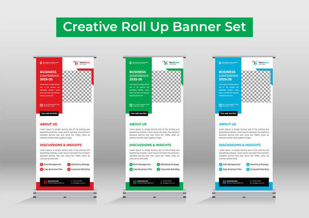 Business conference roll up banner template design - Vecteur, image