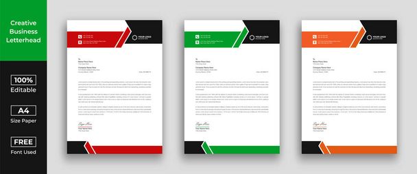 Letterhead template with various colors. Letterhead template in flat style. Letterhead set or bundle, Business letterhead - Vector, Image