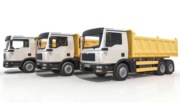 Szállítási teherautók sárga pótkocsikkal - Fotó, kép