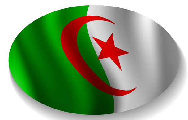 Vector - Illustration of Oval form flag of Algeria  - Вектор, зображення