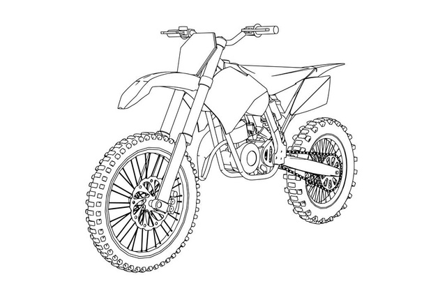 白い背景にオートバイのベクトルをスケッチ - ベクター画像