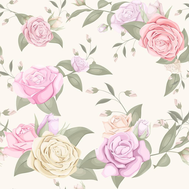 Seamless pattern vector design woth beautifull rose bouquet for fashion and textile industry - Vector, Image