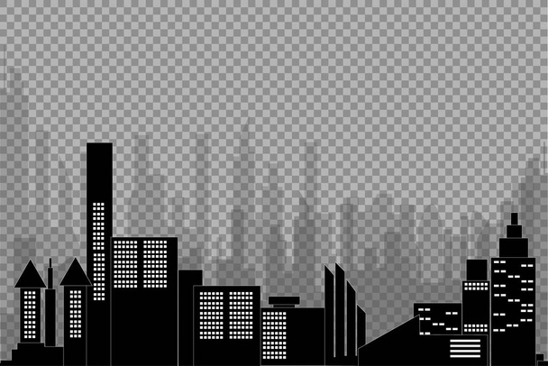 Vector city silhouette with windows. On a transparent background.Vector Illustration - Vector, Image