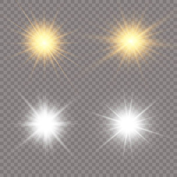 Efecto de luz brillante. Estallido con destellos sobre fondo transparente. Ilustración vectorial. Sol.EPS 10
 - Vector, imagen