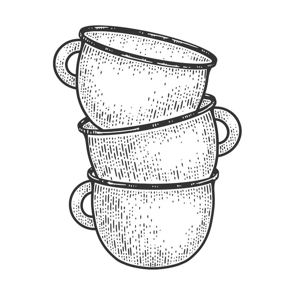 Chamber pot tower sketch engraving vector illustration. T-shirt apparel print design. Scratch board imitation. Black and white hand drawn image. - Wektor, obraz