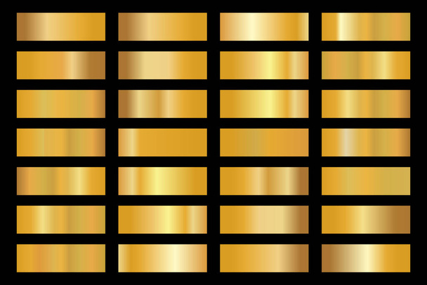 Gold background texture vector icon pattern. Shiny golden metal foil gradient set - Vector, Image