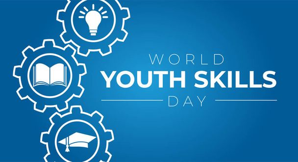 Dünya Gençlik Yetenekleri Günü Mavi Çizim - Vektör, Görsel