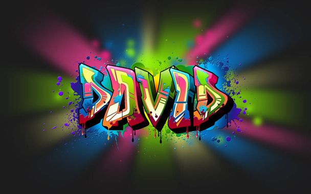 ¡David! Una genial ilustración de Graffiti Name inspirada en el graffiti y la cultura del arte callejero. Colores vivos y vibrantes, estilo inmaculado, equilibrio perfecto
. - Foto, Imagen