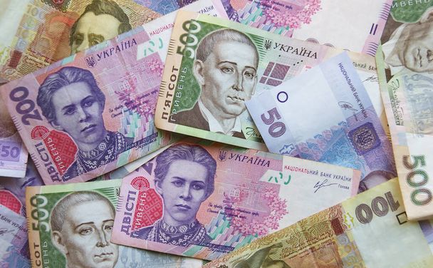 Hrywna ukraińska pieniądze. Waluty krajowej. Korupcja na Ukrainie - Zdjęcie, obraz