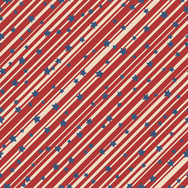 American patriotic stars and stripes seamless pattern in vintage colors. Independence day vector background. - Vektor, obrázek