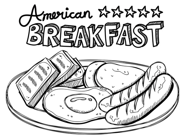 Amerikaans ontbijt - Vector, afbeelding