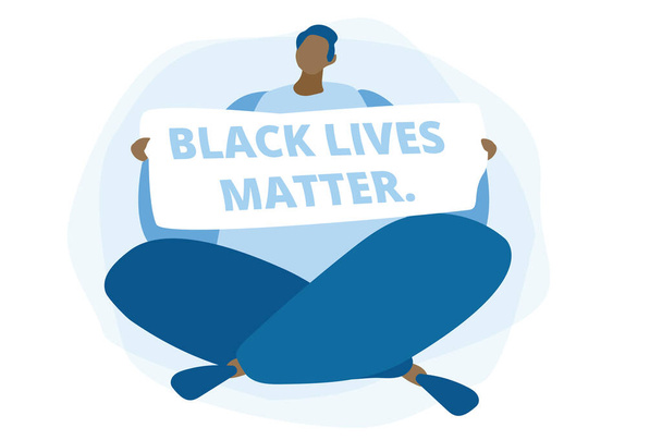 Vidas negras importam. Homem Negro com cartaz. Ilustração vetorial para banner web, infográficos, mobile
.  - Vetor, Imagem