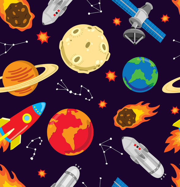 Cartoon space object background - Vector, Image