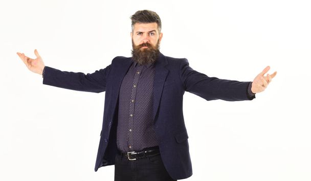 Bearded man with open arms Businessman with long beard and open arms. - Foto, Bild