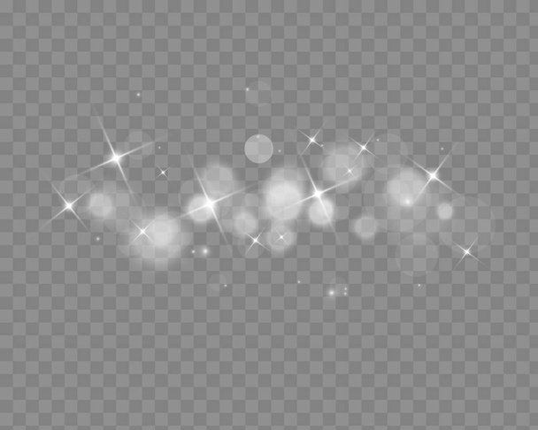Les étincelles de poussière et les étoiles dorées brillent avec une lumière spéciale. Le vecteur scintille sur un fond transparent. Effet lumière de Noël. Poussière magique étincelante particules intérieur vecteur de stock. - Vecteur, image